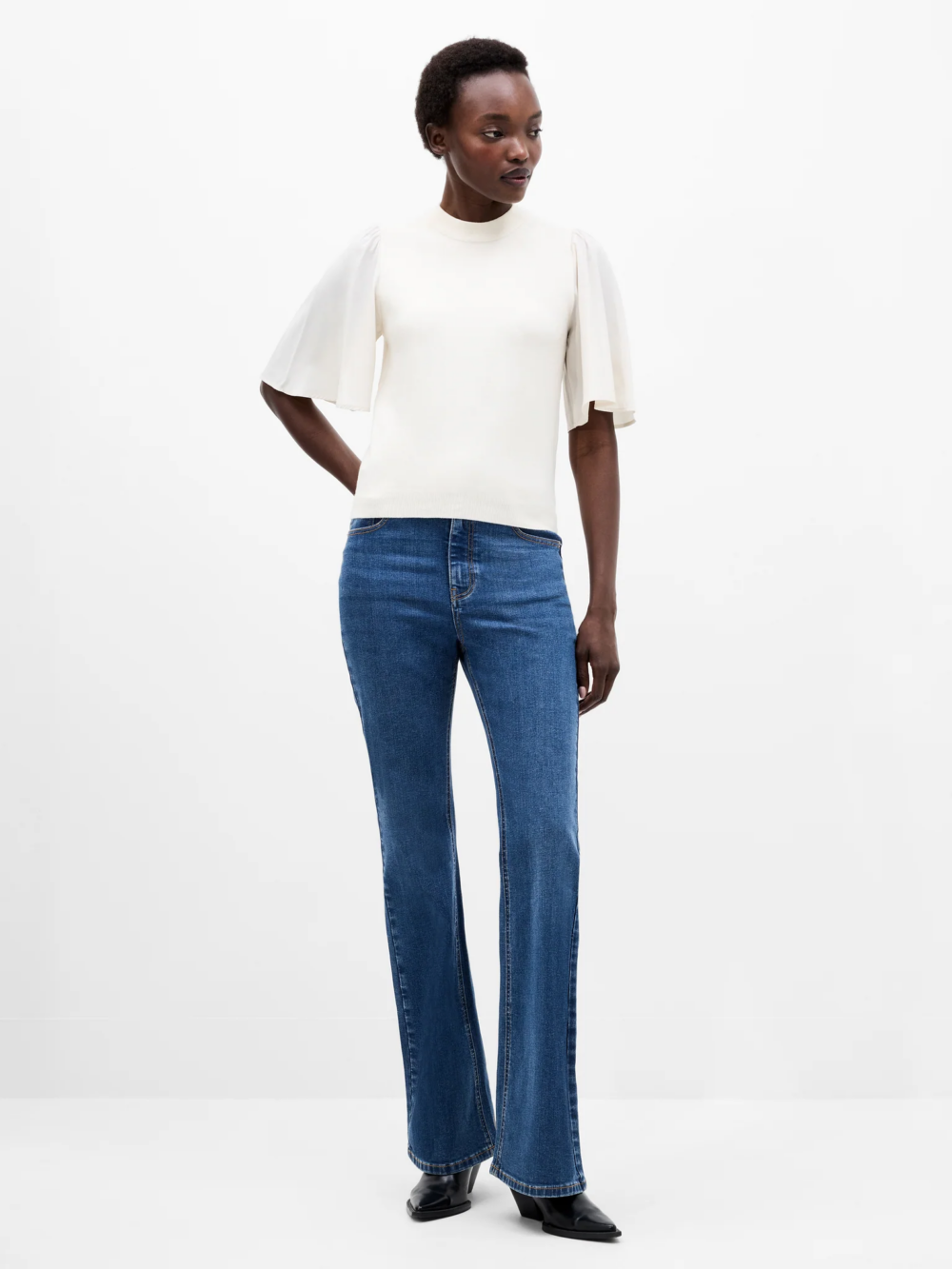 French Connection Krista Mix Knitted Top Porcelain Cream