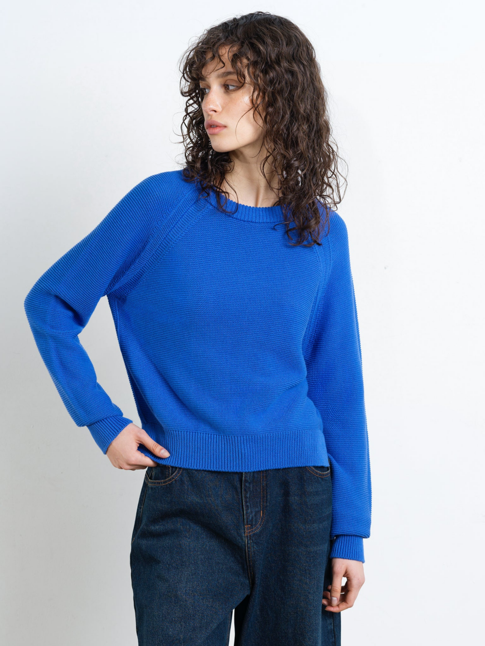 French Connection Lily Mozart L S Jumper Azure Blue