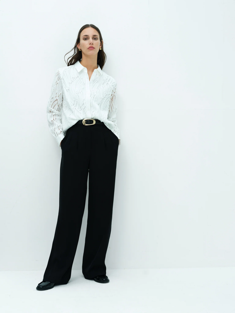 French Connection Margot Textured Shirt Winter White
