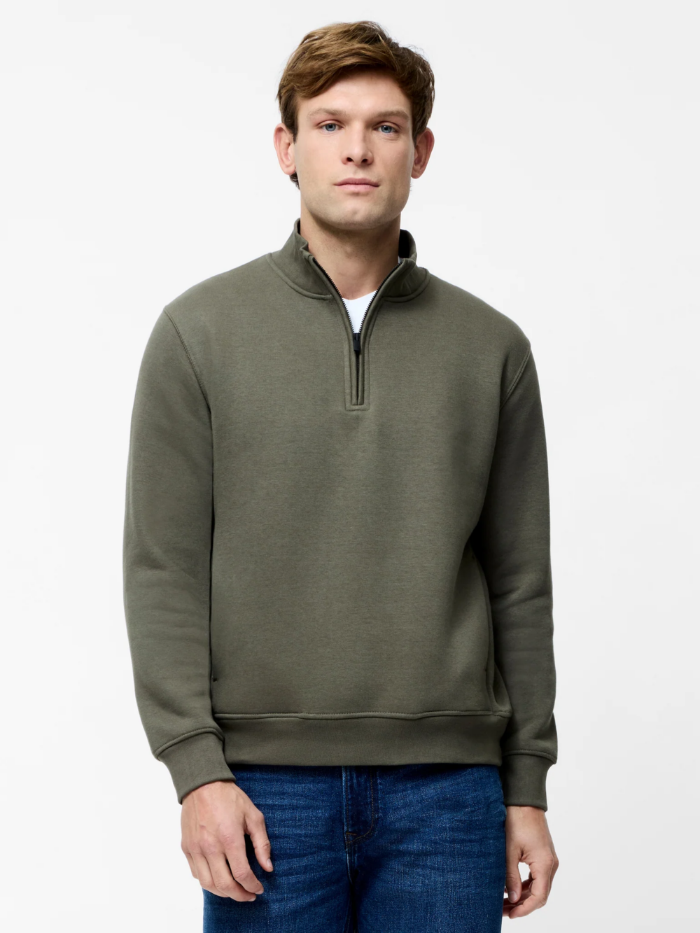 French Connection SWEAT FUNNEL NECK OLIVE GREEN