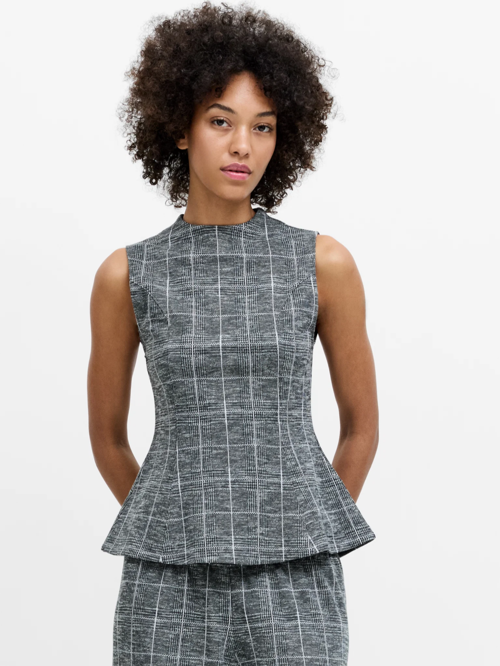 French Connection Wesley Check S Less Top Grey Multi