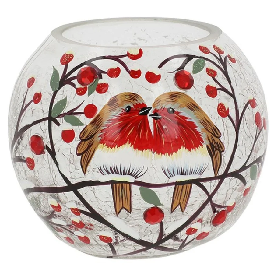 Joe Davies Christmas Crackle Ball Tealight Robins Small