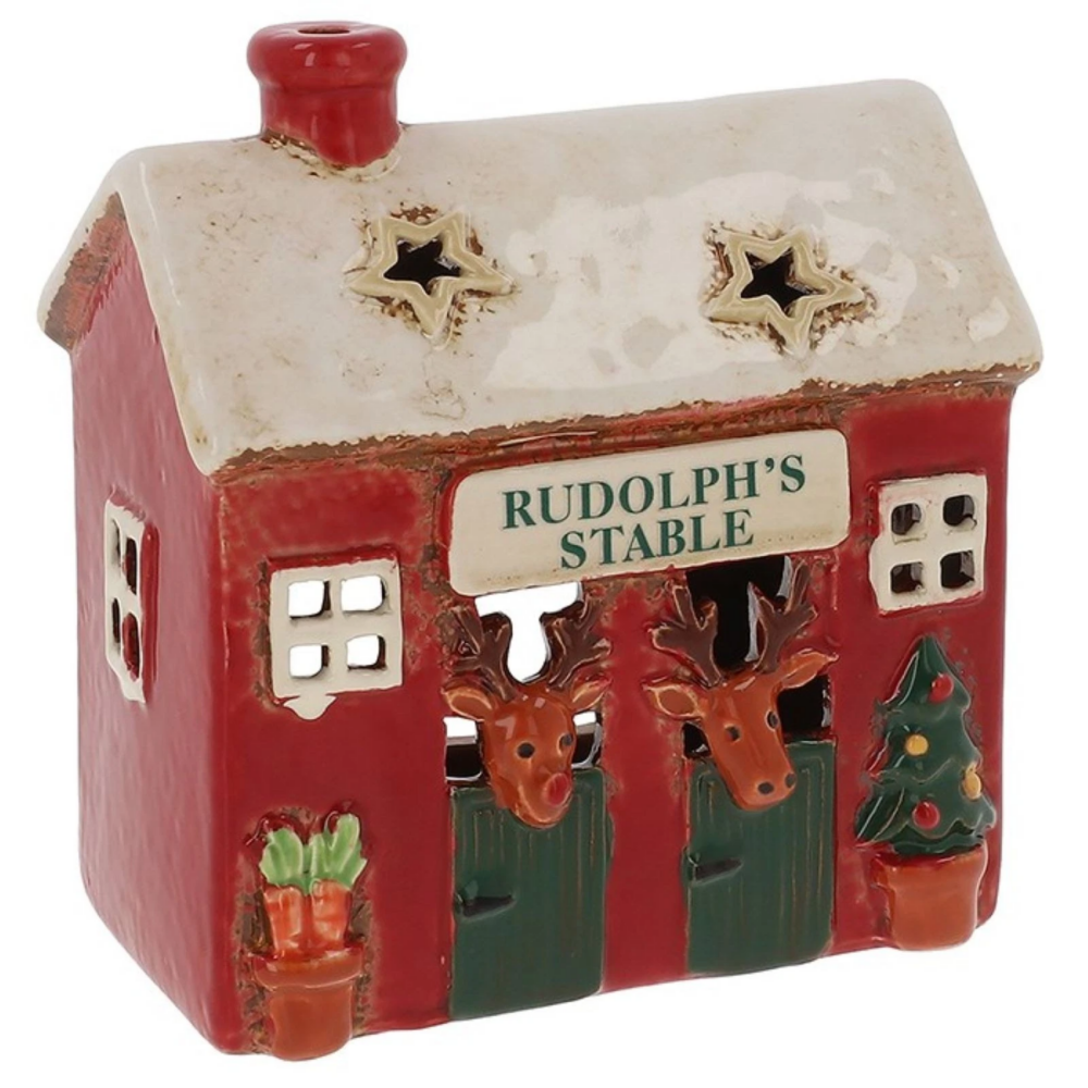 Joe Davies Village Pottery Christmas Rudolphs Stable Tealight