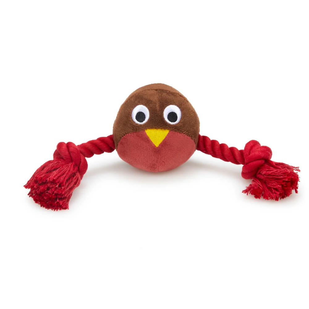 Leisuregrow Ryan Robin With Rope Plush Christmas Dog Toy
