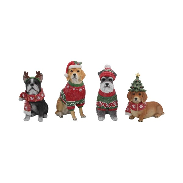 Straits Trading Christmas Dogs 10X17Cm 4 Asst