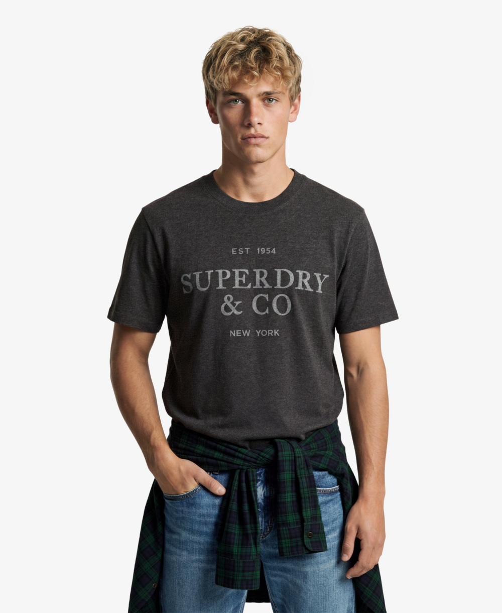 Superdry 1954 COMPANY RELAXED TEE Light Charcoal Marl