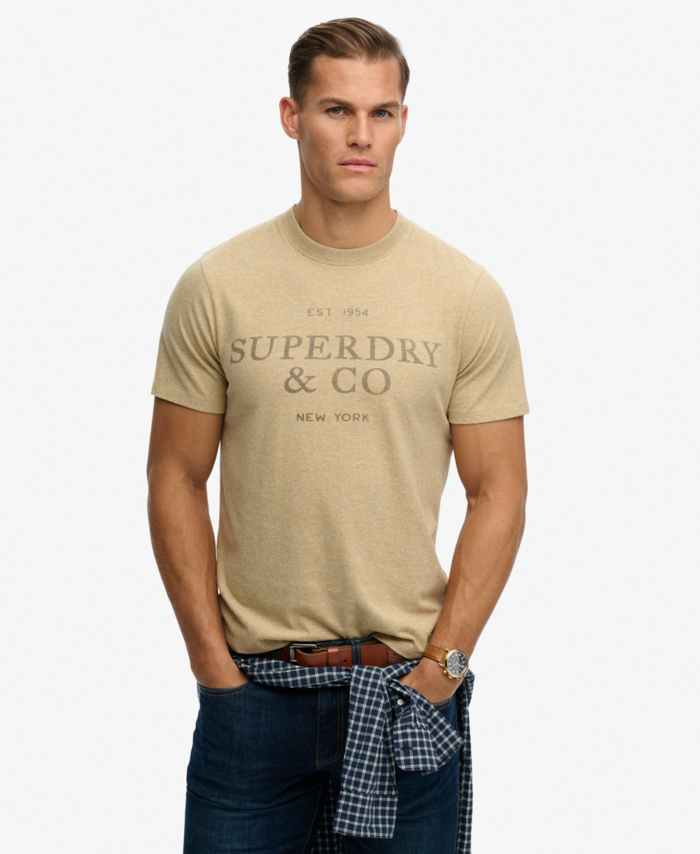 Superdry 1954 COMPANY RELAXED TEE Pumice Stone Beige Marl