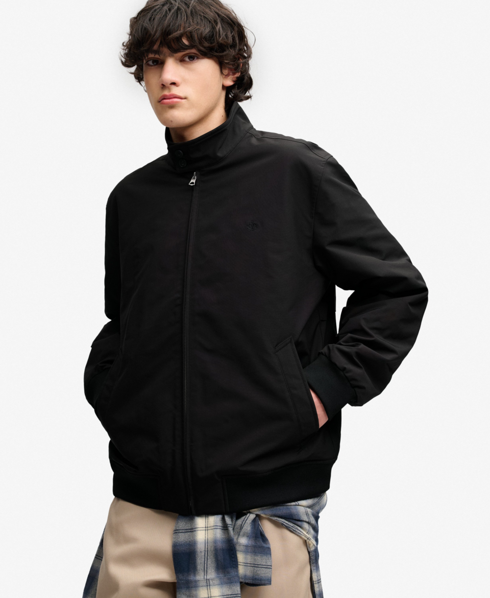 Superdry CAMPUS PADDED HARRINGTON JKT Meteorite Black