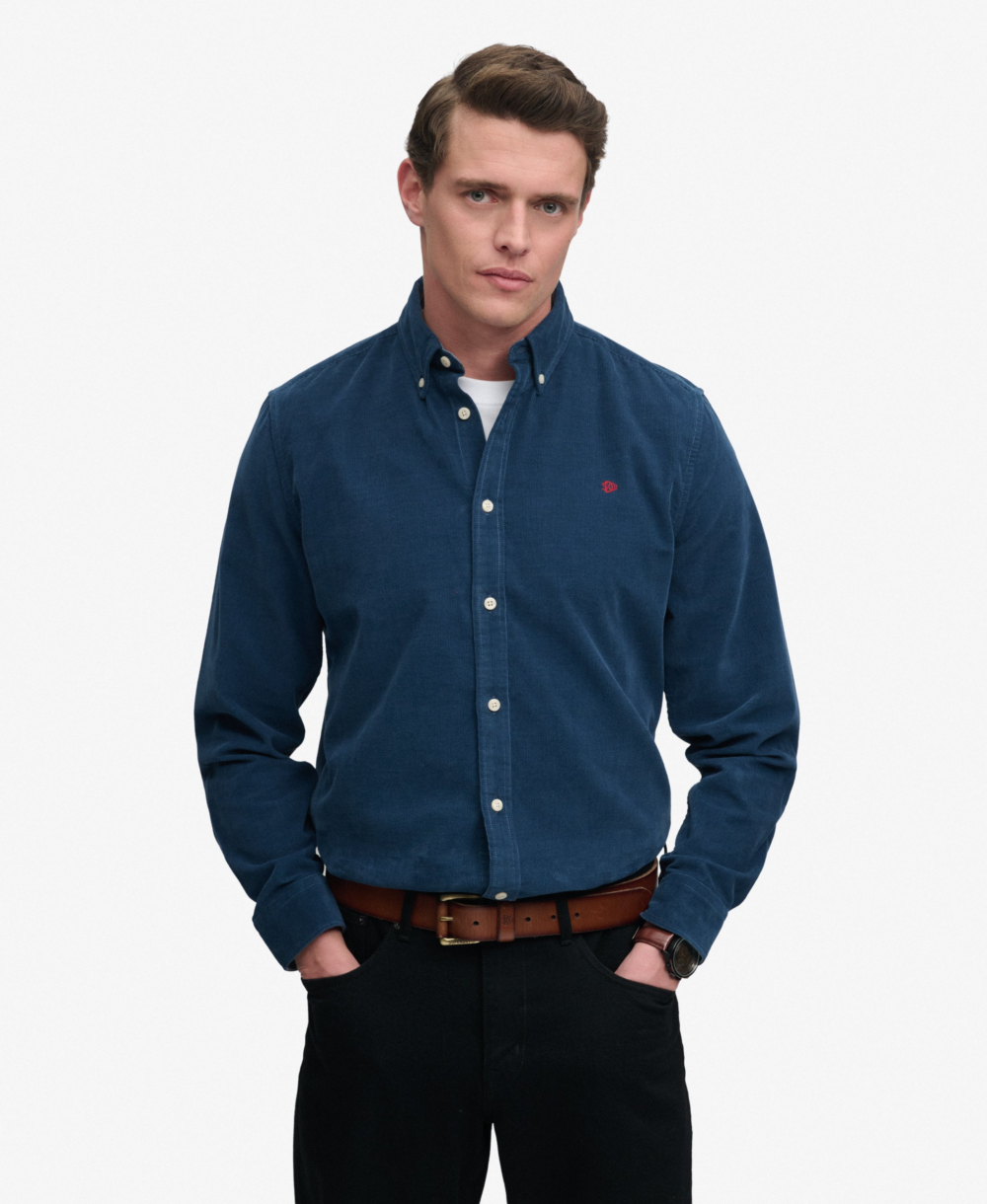 Superdry CLASSIC NEEDLE CORD SHIRT Insignia Blue