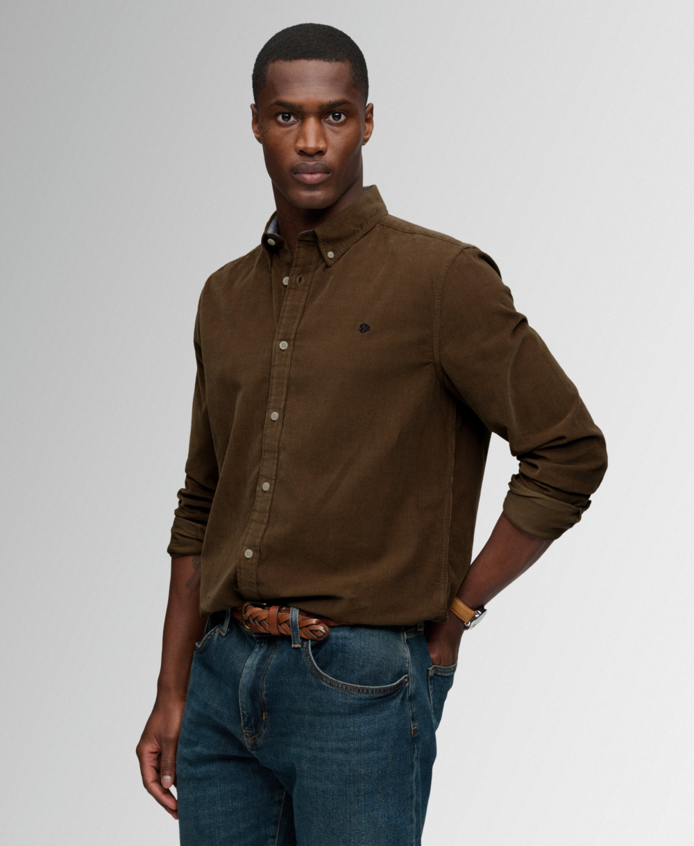 Superdry CLASSIC NEEDLE CORD SHIRT Winter Twig Beige