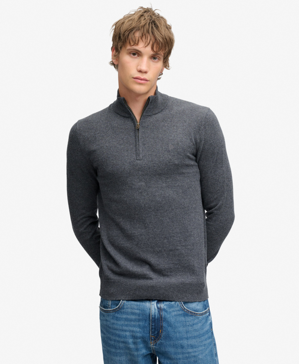 Superdry ESS LW WOOL BLEND 1 ZIP Iron Grey Marl