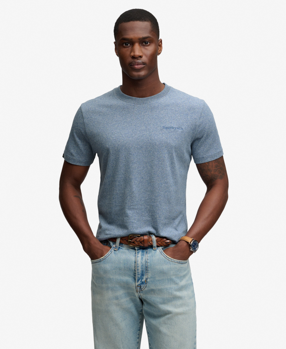 Superdry ESSENTIAL SDCO LOGO EMB TEE Icy Blue Marl Light Blue