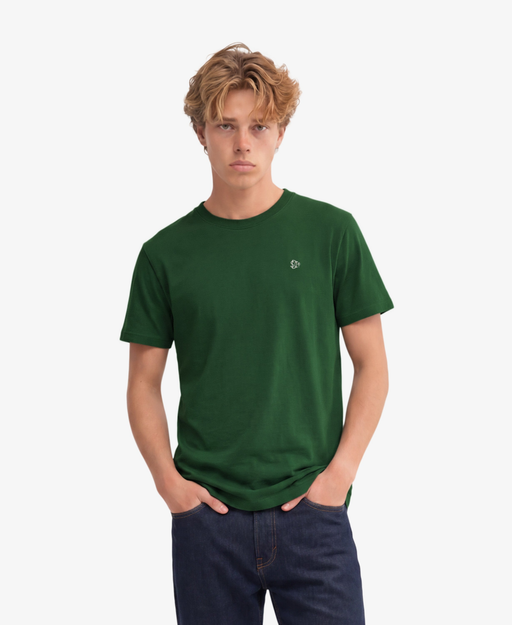 Superdry ESSENTIAL SDCO LOGO EMB TEE Rich Boston Green Cream