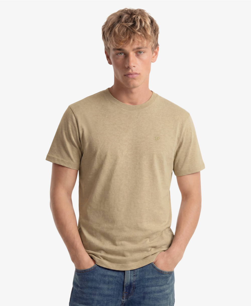 Superdry ESSENTIAL SDCO LOGO EMB TEE Tan Brown Fleck Marl Beige