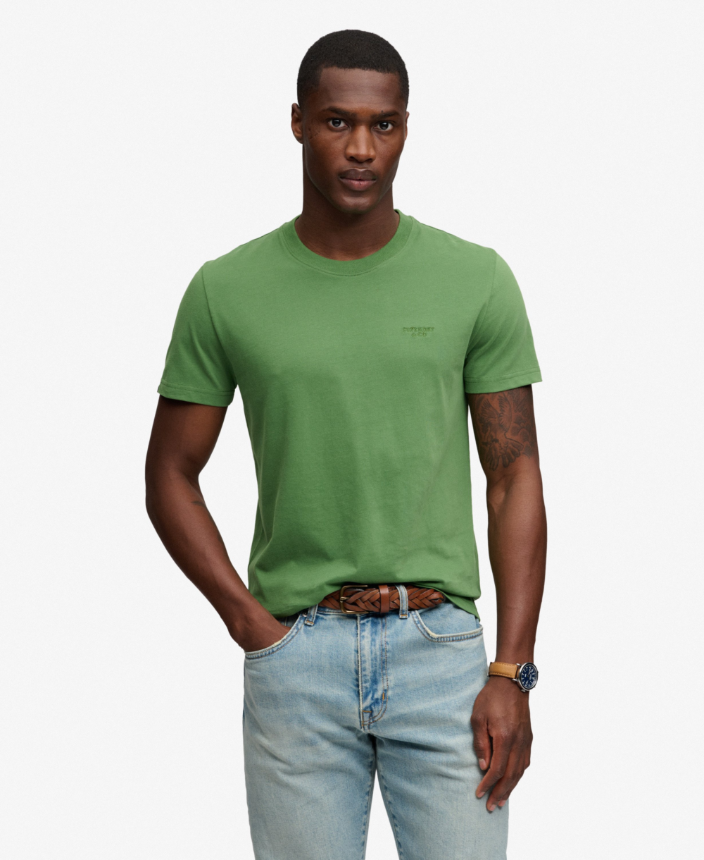 Superdry ESSENTIAL STACKED LOGO EMB TEE Artichoke Green Fern Green