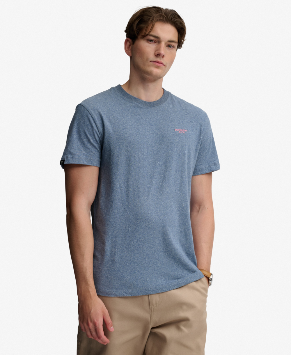Superdry ESSENTIAL STACKED LOGO EMB TEE Bay Blue Marl Pink