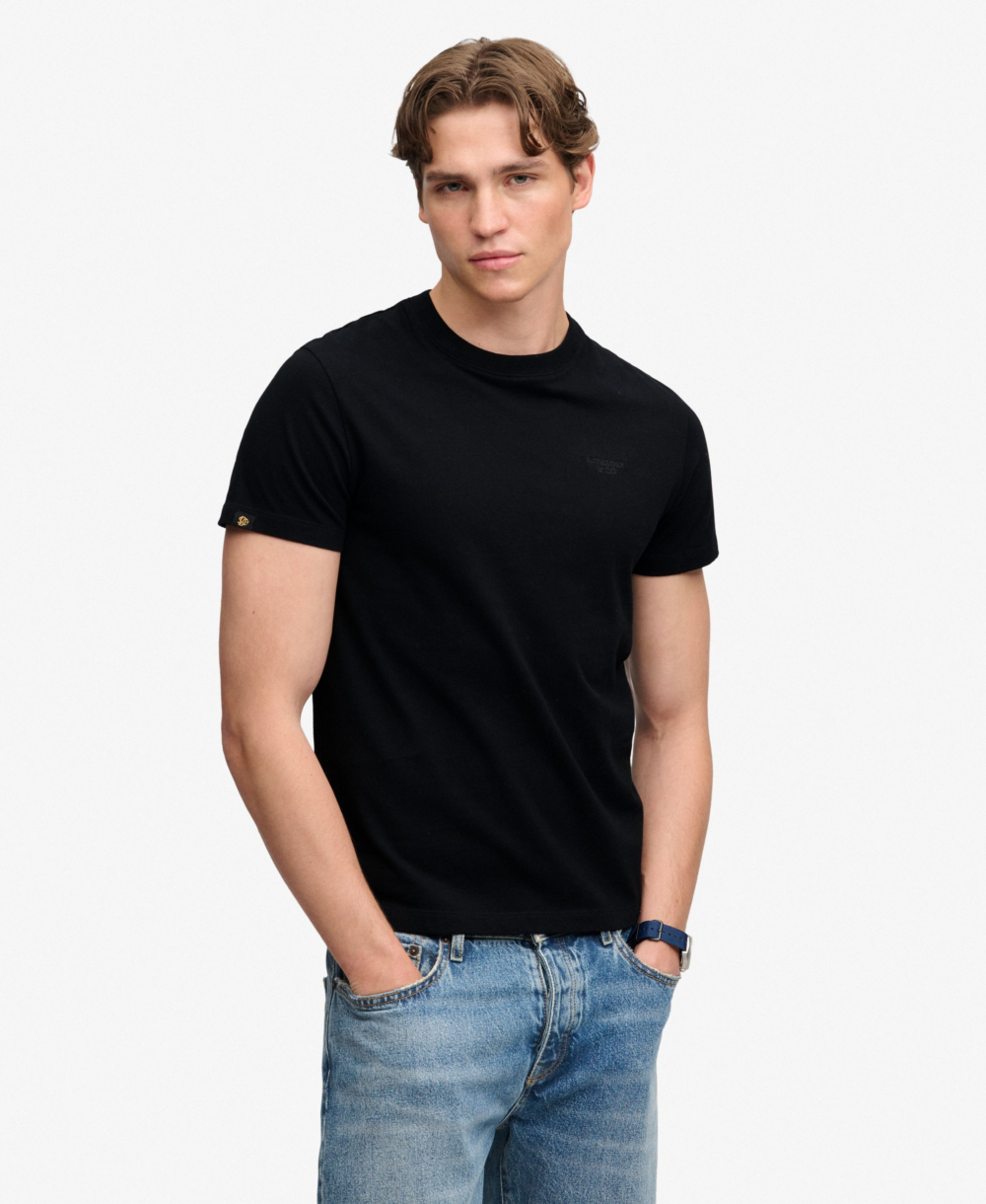Superdry ESSENTIAL STACKED LOGO EMB TEE Black Black