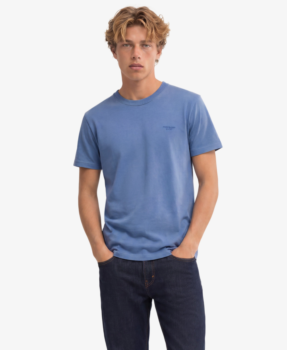 Superdry ESSENTIAL STACKED LOGO EMB TEE Colony Blue Mid Blue