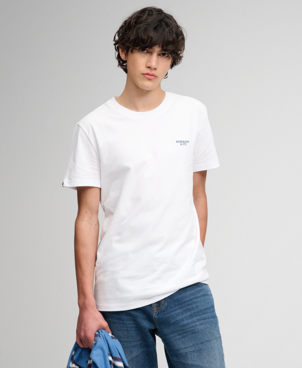 Superdry ESSENTIAL STACKED LOGO EMB TEE Optic Navy