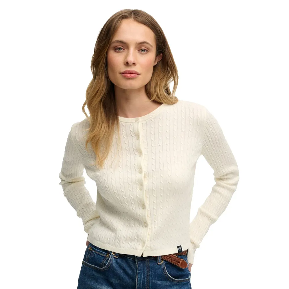 Superdry Essential Slouchy Crew Cardi Off White