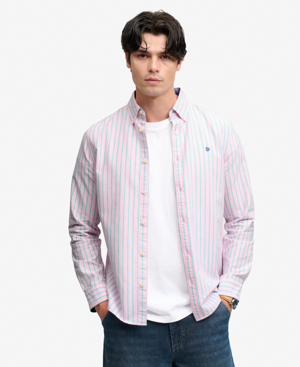 Superdry PREPPY OXFORD L S SHIRT Pink Green Blazer Stripe