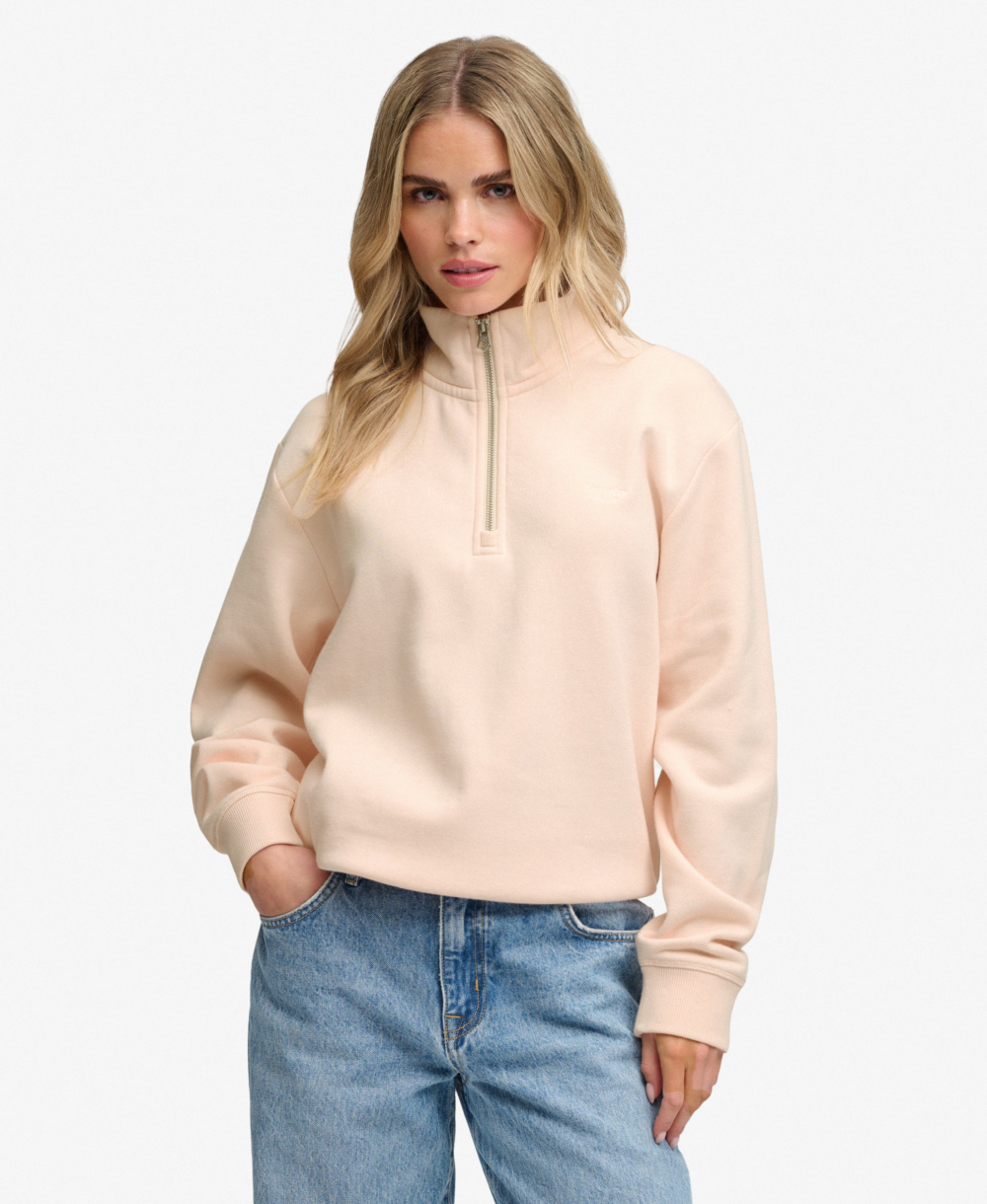 Superdry Signature Emb Half Zip Rose Blush Pink