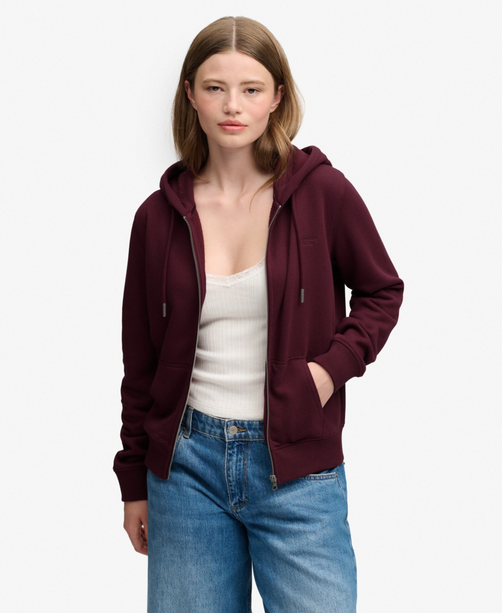 Superdry Signature Emb Ziphood Port Red