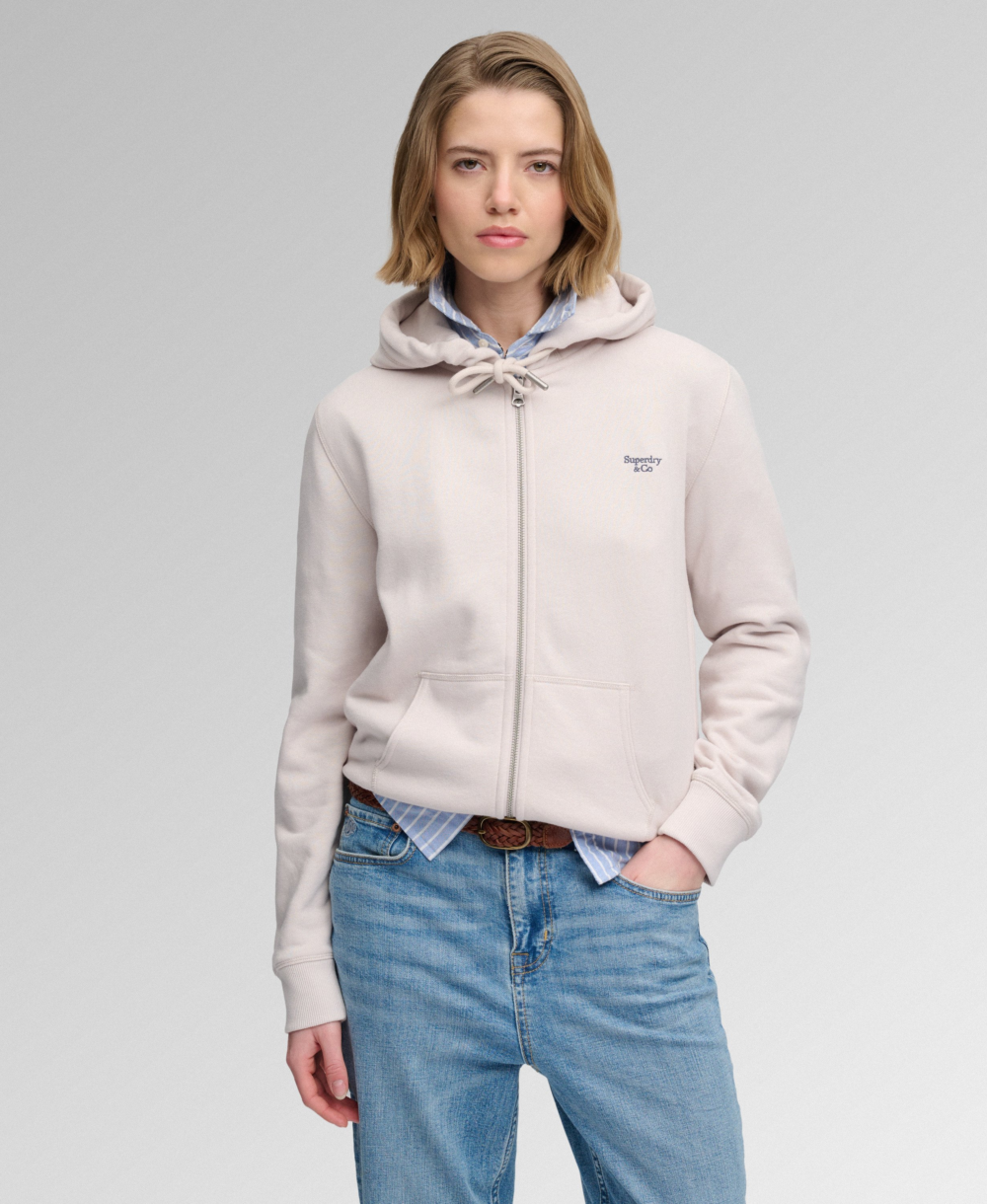 Superdry Signature Emb Ziphood Wind Chime Grey