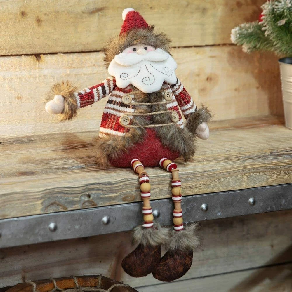 Widdop & Co Sitting Santa Shelf Christmas Decoration with Wooden Legs