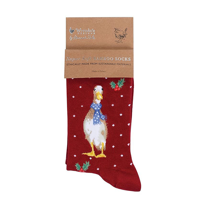 Wrendale Designs Duck Christmas Sock Christmas Scarves Red