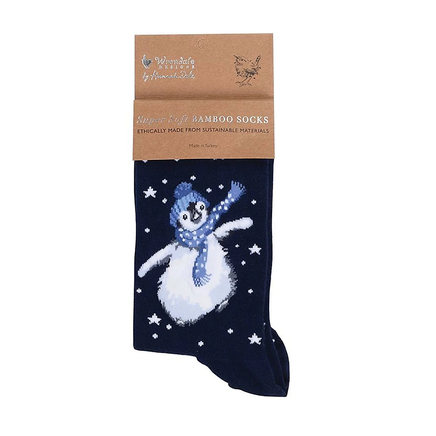 Wrendale Designs Penguin Christmas Sock Winter Wonderland Navy
