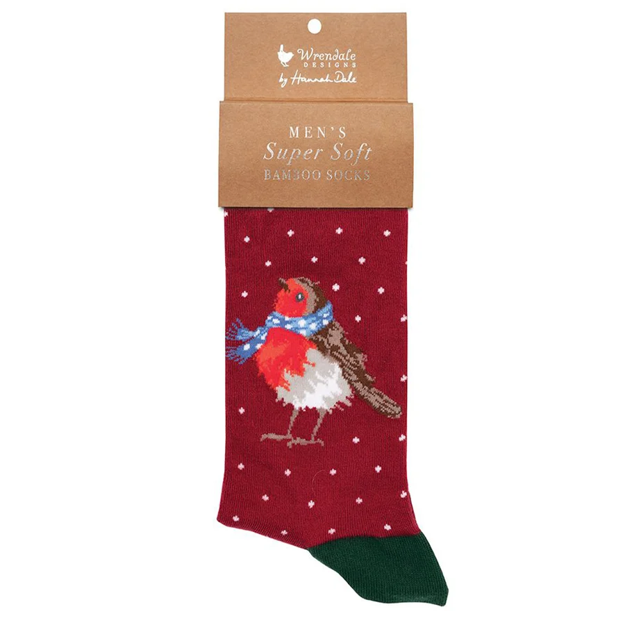Wrendale Designs Robin Men'S Christmas Socks Season'S Tweetings Fair Isle