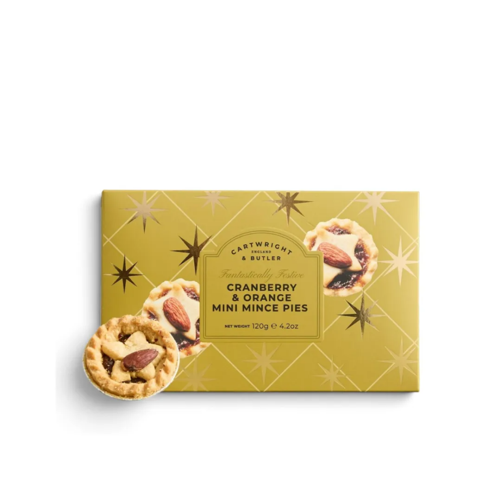 Cartwright & Butler C&B Gold Christmas Cranberry & Orange Mini Mince Pies in Carton 120g