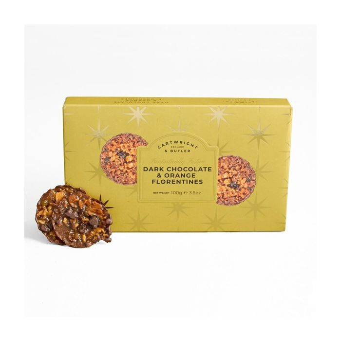Cartwright & Butler C&B Gold Christmas Dark Chocolate and Orange Florentines 100g
