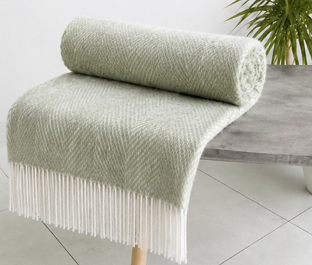 Rapport Faux Mohair Throw 127X152 Green