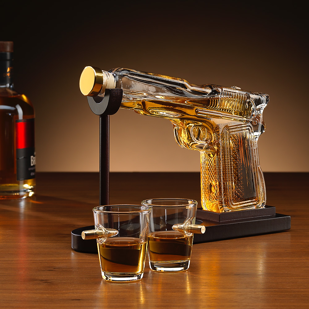 Source gun decanter and glass drinks gift